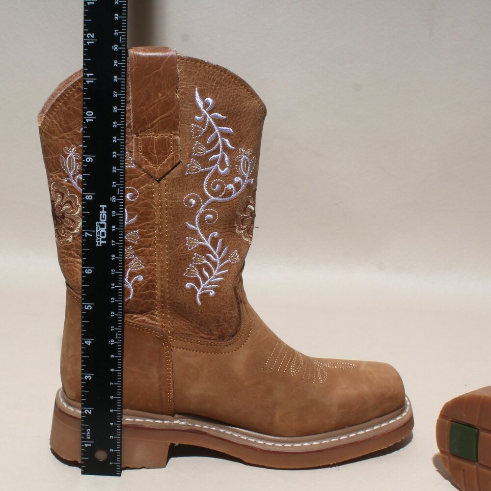 Womens Purepecha Boots Size 5.5 Brown Leather Pull On Mid Calf Cowgirl Western - Picture 8 of 8
